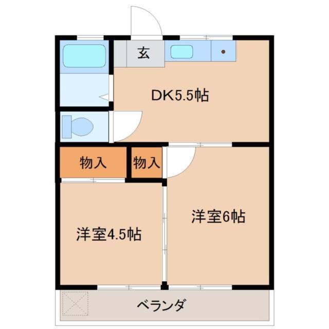 英進ハイツ(2DK/1階)の間取り写真