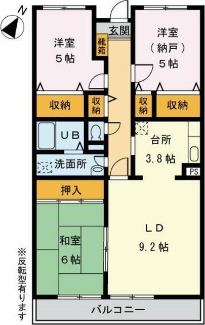 ボヌール(3LDK/2階)の間取り写真