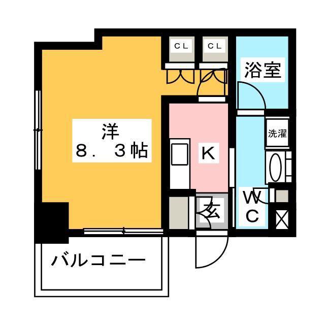 プラウドフラット門前仲町V(1K/2階)の間取り写真