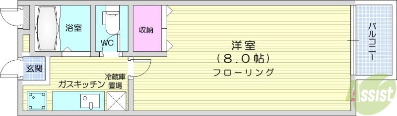 アドバンスコート国見(1K/3階)の間取り写真