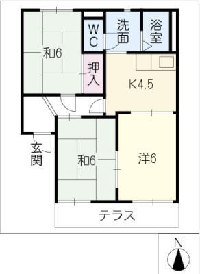 ファミリー神田(3K/1階)の間取り写真