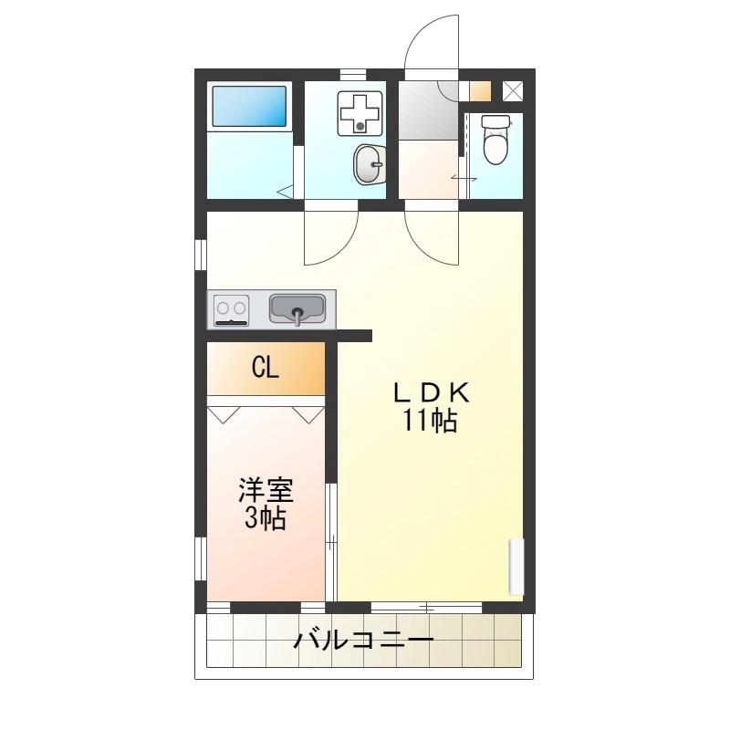 M-II(1LDK/1階)の間取り写真
