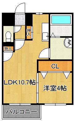 カルプシャンテ(1LDK/2階)の間取り写真