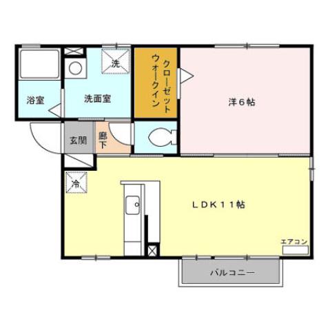 ドミールノア(1LDK/2階)の間取り写真