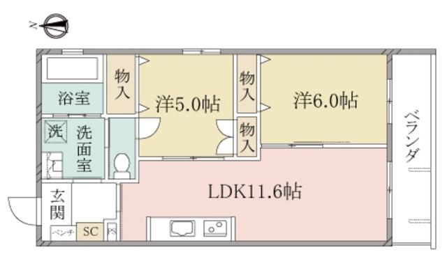 ヘーベルヴィレッジ練馬ASAHIDAI(2LDK/3階)の間取り写真