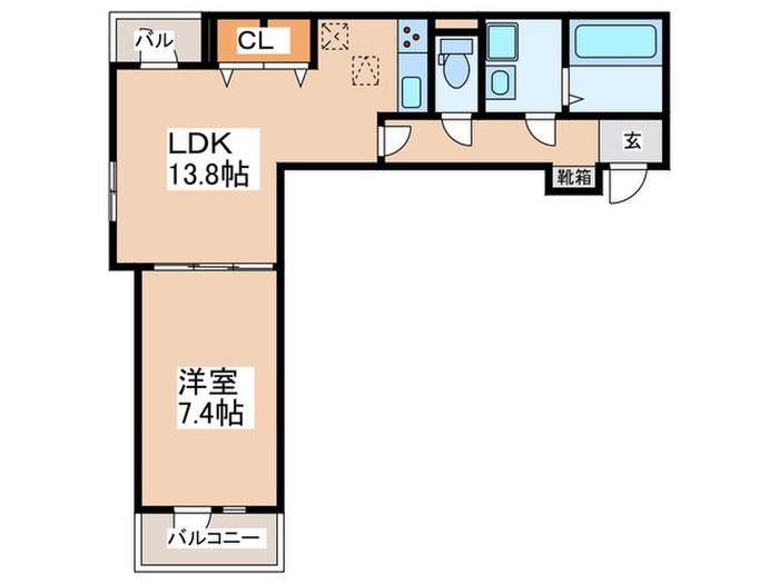 ヒカルサ岸和田畑町(1LDK/1階)の間取り写真