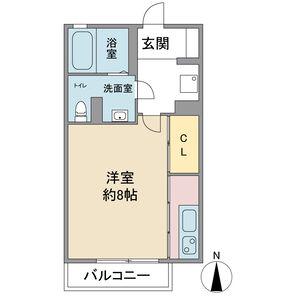 ベルコリーヌ(1K/2階)の間取り写真