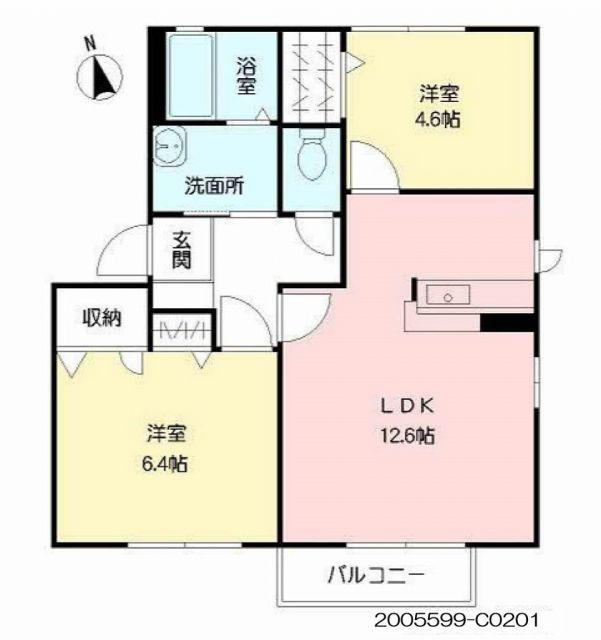 シティーパルC(2LDK/2階)の間取り写真