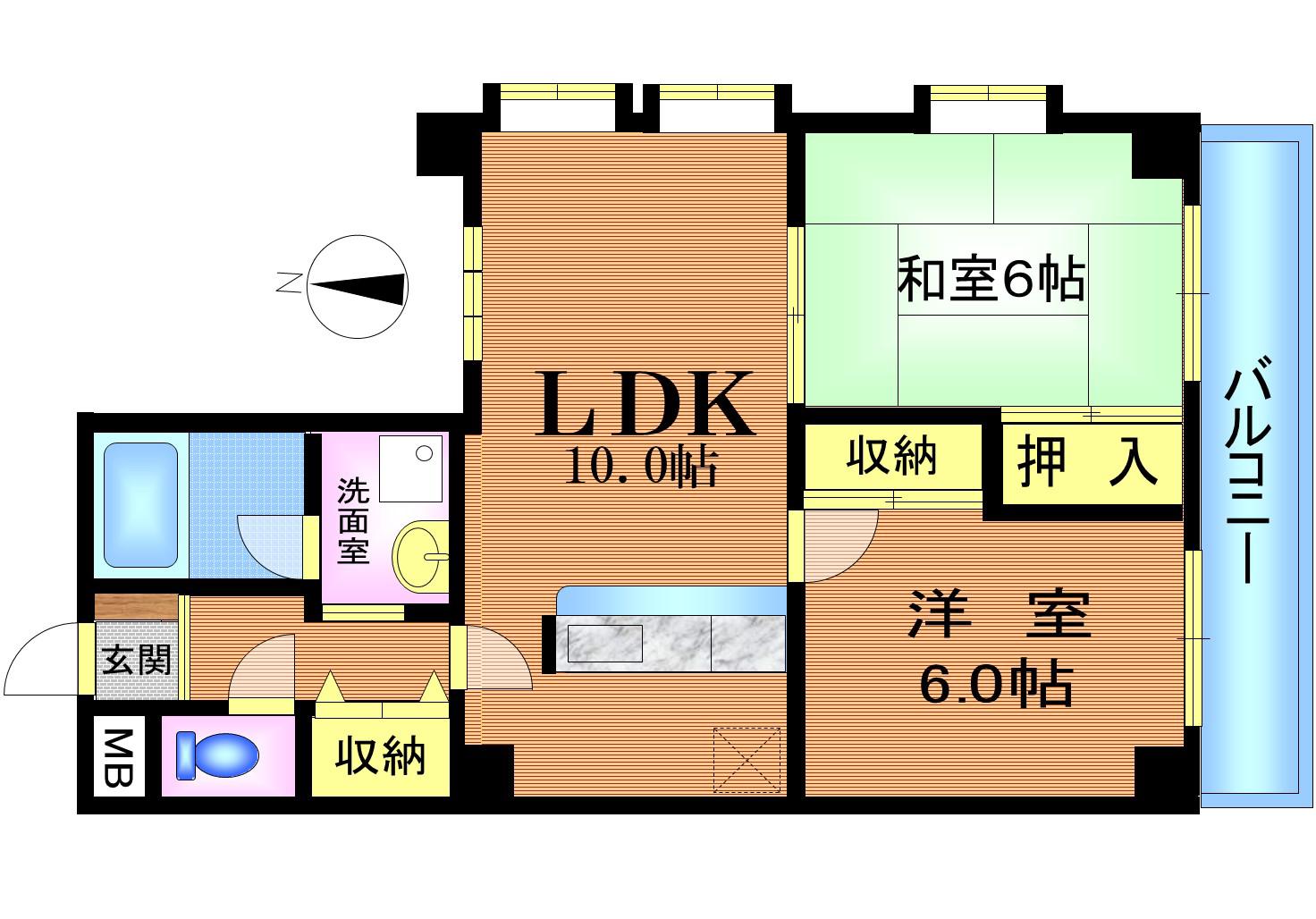 グランプレジールⅠ(2LDK/2階)の間取り写真