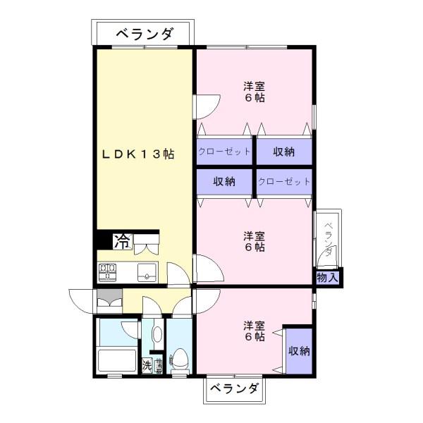 ヴィラージュ松原(3LDK/2階)の間取り写真