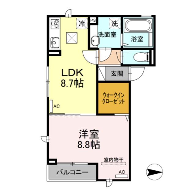 モリエールIV(1LDK/2階)の間取り写真