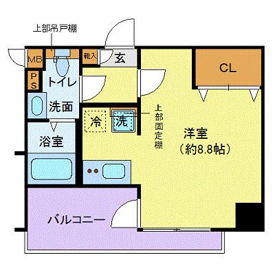 ディアレイシャス木場公園(1K/3階)の間取り写真