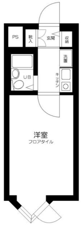 パークウェル大崎(1K/1階)の間取り写真