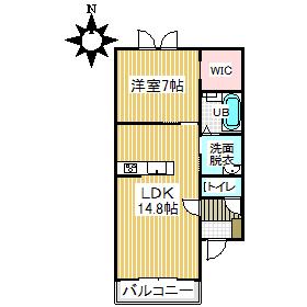 タイタスI(1LDK/3階)の間取り写真