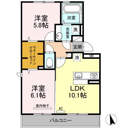 サクラハイムII(2LDK/2階)の間取り写真