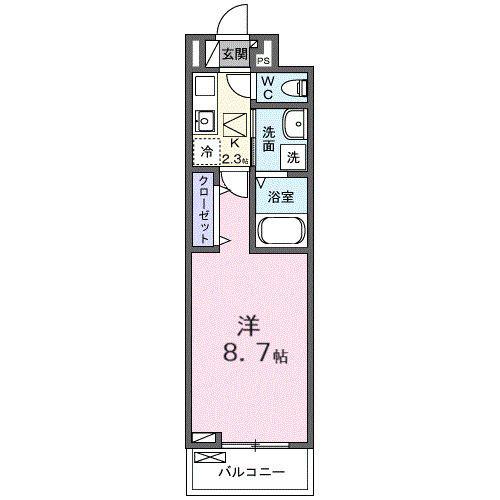 ヒカルサ西所沢ノース(1K/1階)の間取り写真