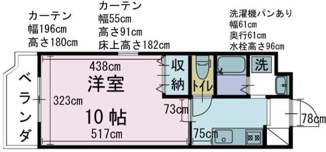 セサミなべたI(1K/3階)の間取り写真