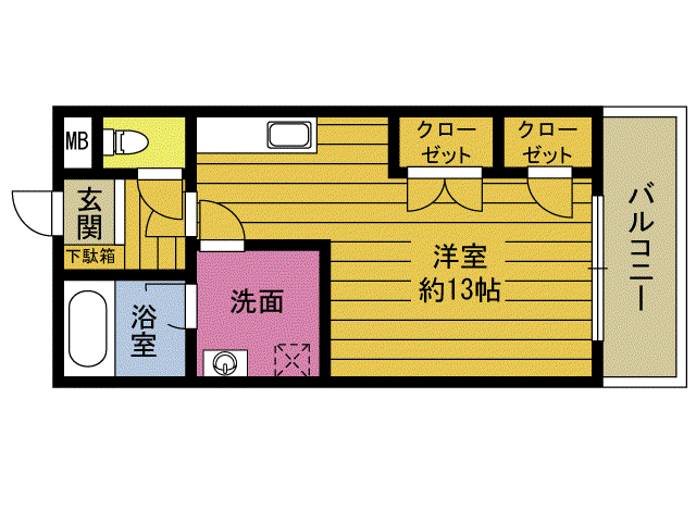 エレガンス宮本III(ワンルーム/1階)の間取り写真