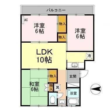 パークハイム作町(3LDK/2階)の間取り写真
