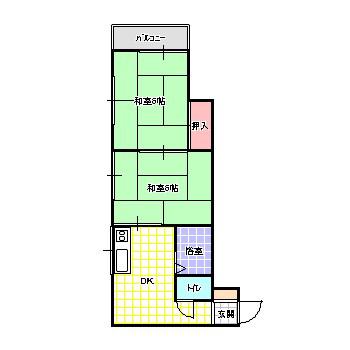 若葉マンション(2DK/2階)の間取り写真