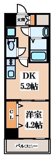 GARDENIA高井田(1DK/5階)の間取り写真