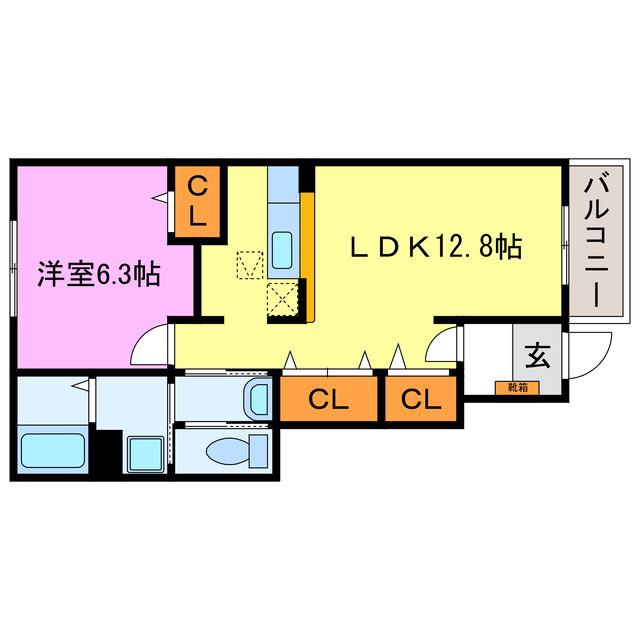 シェル・ラポ-ルIII(1LDK/1階)の間取り写真