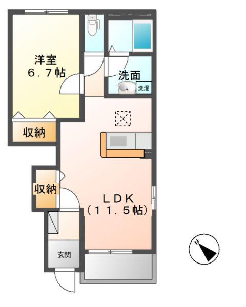 エスタシオン(1LDK/1階)の間取り写真