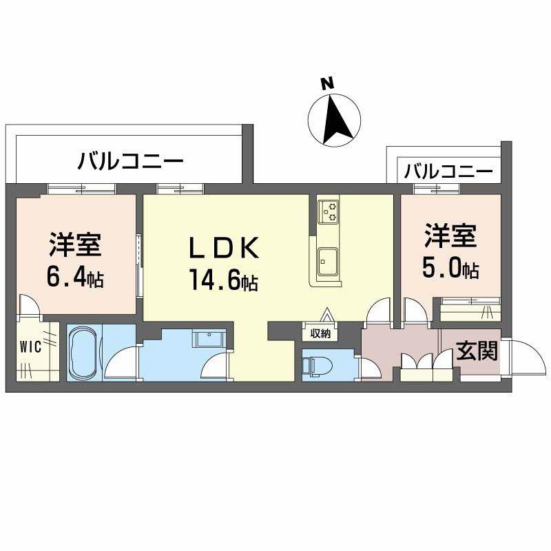 グランステラ鳳(2LDK/2階)の間取り写真