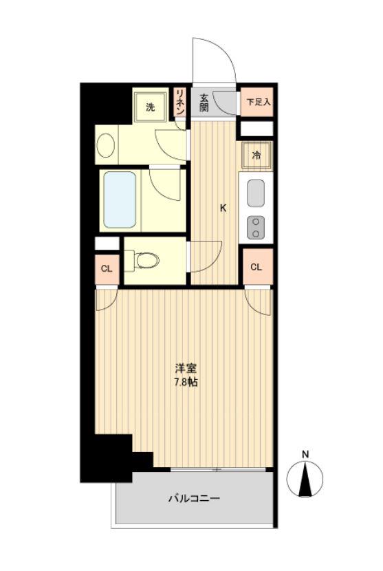 ザ・パーククロス広尾(1K/8階)の間取り写真