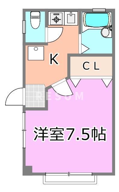 ロイヤルタウン(1K/2階)の間取り写真