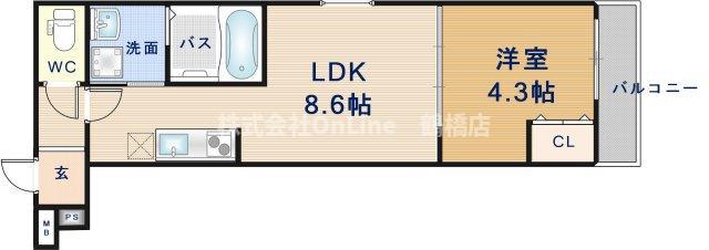 フジパレス鴫野東イースト(1LDK/1階)の間取り写真