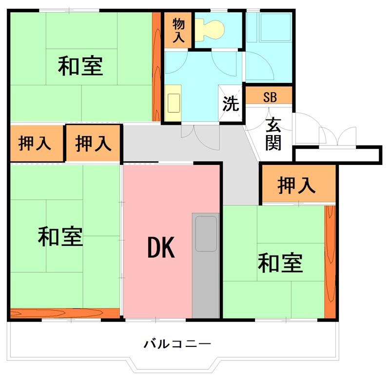 高村団地(3DK/4階)の間取り写真
