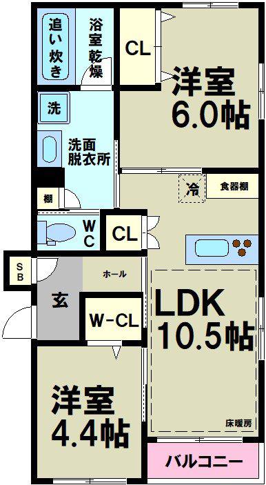 BRANCHE(2LDK/1階)の間取り写真