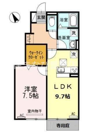 セジュールひまわり A棟(1LDK/1階)の間取り写真