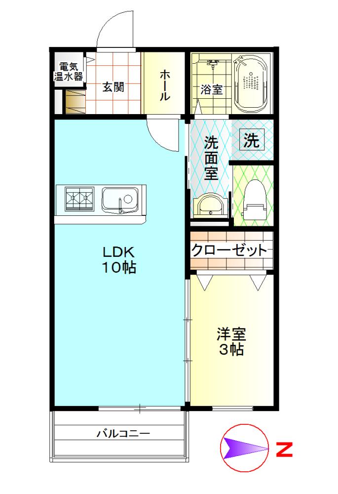 リバーヒルズ(1LDK/2階)の間取り写真
