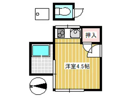 加藤荘(ワンルーム/2階)の間取り写真