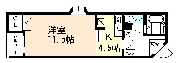 セルヴァン華(1K/4階)の間取り写真