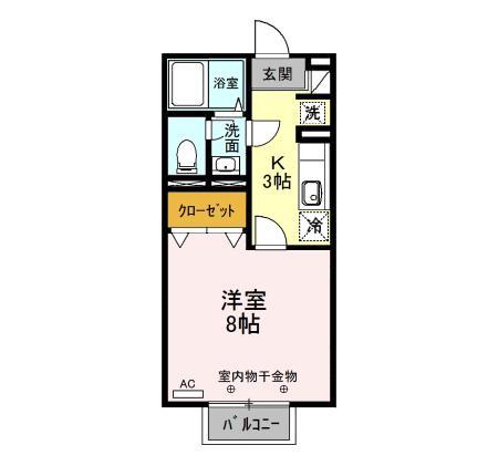 セジュール丹波島(1K/2階)の間取り写真
