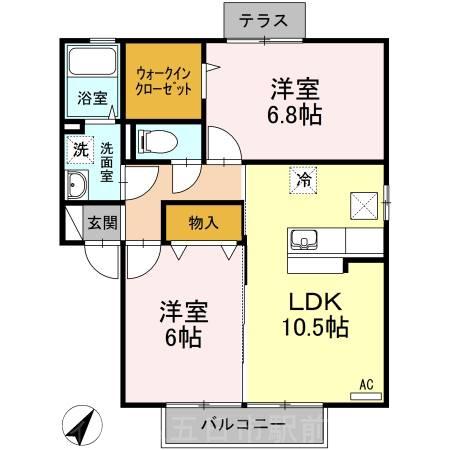 SAISON五日市観音(2LDK/1階)の間取り写真