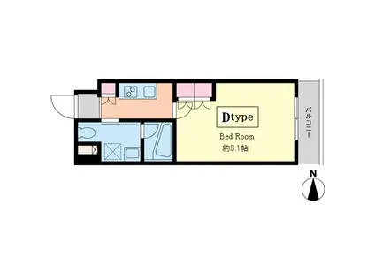 プライムネクサス平和島(1K/7階)の間取り写真