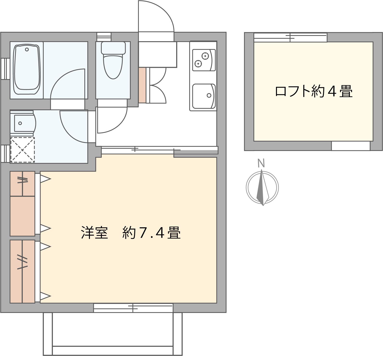 F.COURT下北沢(1K/2階)の間取り写真