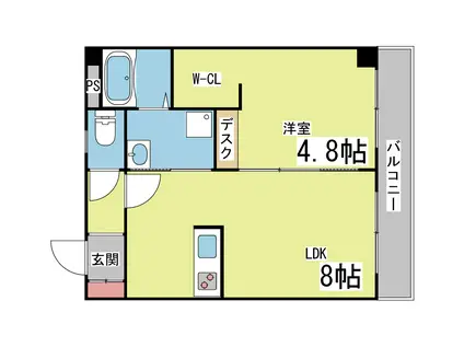プレミール神戸中原通(1LDK/3階)の間取り写真
