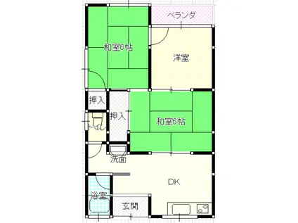 コーポもりふく(3DK/2階)の間取り写真