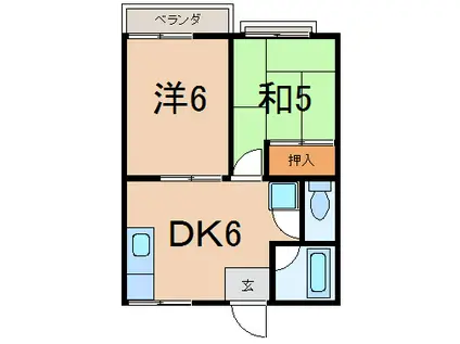 ラパンアジルA(2DK/2階)の間取り写真