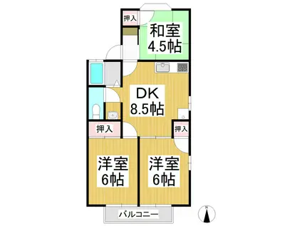 コーポ山崎(3DK/2階)の間取り写真