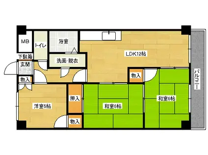 ビラバロンII(3LDK/2階)の間取り写真
