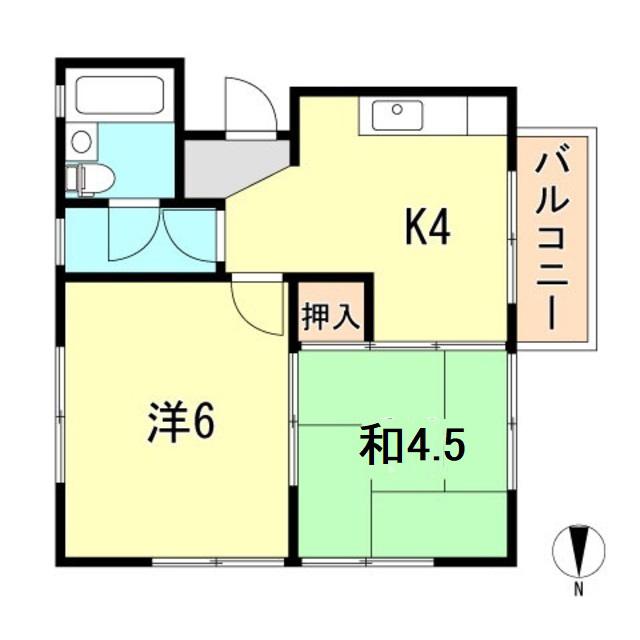 パールハイツ(2K/2階)の間取り写真
