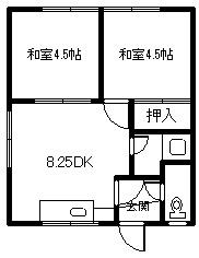 ノエル大町(2DK/2階)の間取り写真