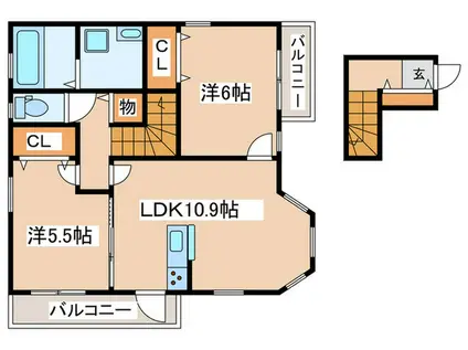 ＪＲ東海道本線 平塚駅 徒歩18分 2階建 築1年(2LDK/2階)の間取り写真