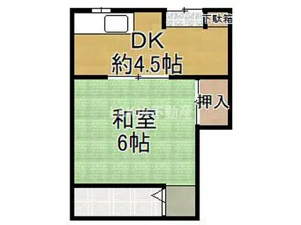 第2おくひらマンション(1LDK/1階)の間取り写真